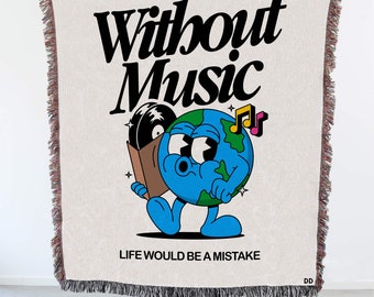 Without Music Life Would Be A Mistake Tapestry / Gobelin / Throw Blanket / Woven Wall Hanging / Record / Vinyl / Bedroom / Wall Art