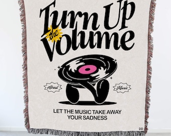 Turn Up The Volume Tapestry / Gobelin / Throw Blanket / Woven Wall Hanging / Vinyl / Record / Living Room / Bedroom / Textile / Wall Art