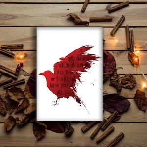 Six of Crows | Inej | Kaz Brekker | Grisha | Leigh Bardugo | Without Armor | The Dregs | Physical Print | Free Shipping