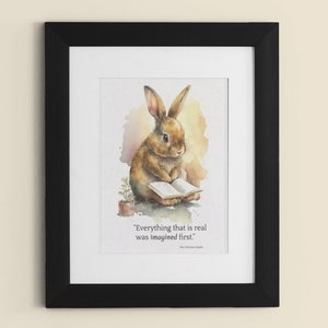 Bookish print Bookish merch Bookstagram Bookworm gift Librarian gift Book nerd wall art Velveteen Rabbit Library decor image 1