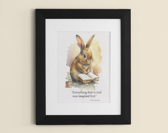 Bookish print | Bookish merch | Bookstagram | Bookworm gift | Librarian gift | Book nerd wall art | Velveteen Rabbit | Library decor