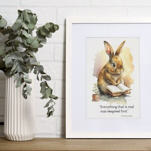 Bookish print Bookish merch Bookstagram Bookworm gift Librarian gift Book nerd wall art Velveteen Rabbit Library decor image 2