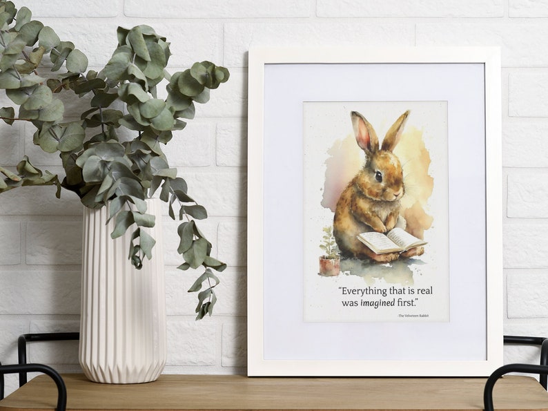 Bookish print Bookish merch Bookstagram Bookworm gift Librarian gift Book nerd wall art Velveteen Rabbit Library decor image 2