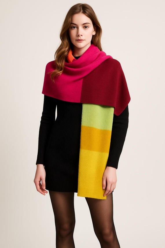 Hand-knitted Ecopuno scarf / wrap scarf / length approx. 180 cm