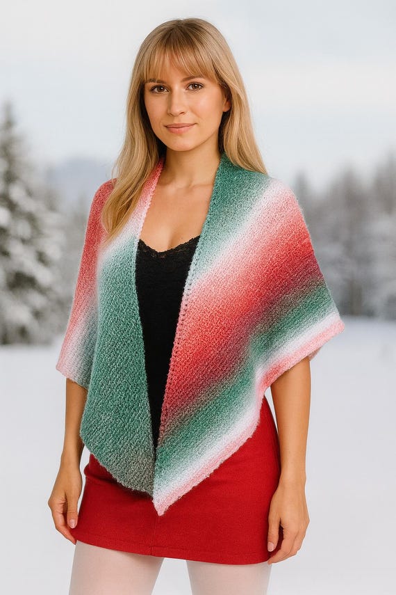Hand-knitted triangular scarf / shawl / Merino look/glitter/Gomitolo Gala
