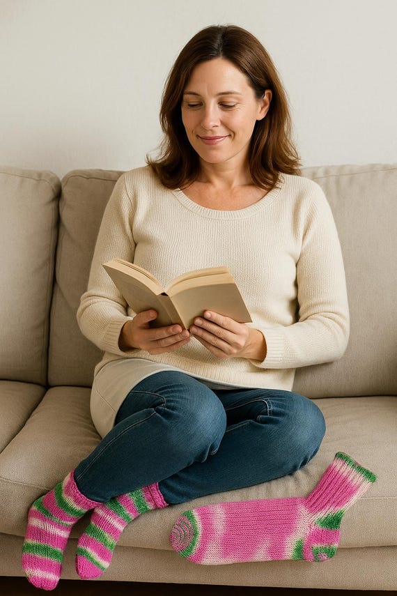 Hand-knitted, hand-dyed socks / Merino sock yarn with 25% bamboo / 6 ply / socks / size 38-39