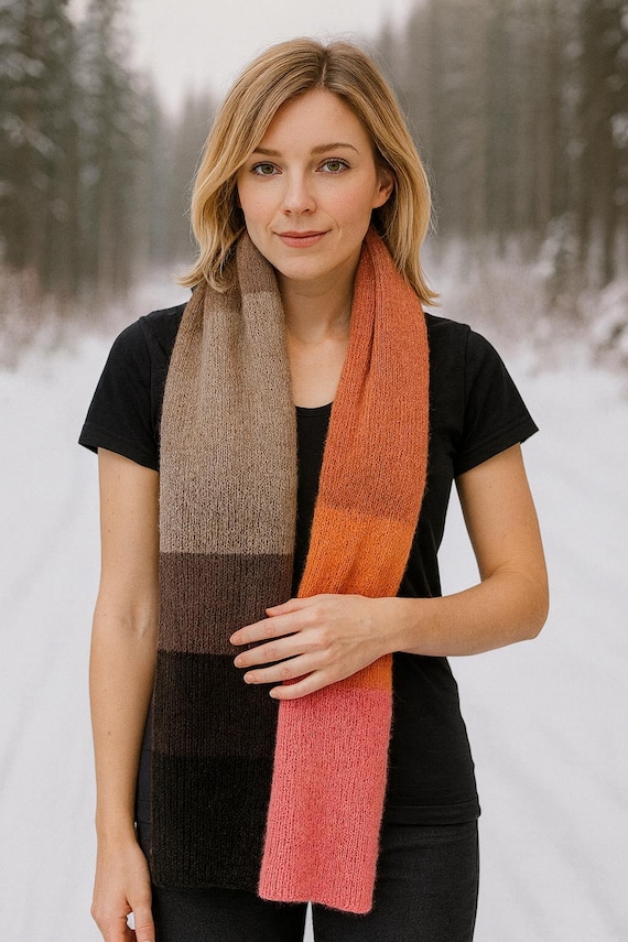 Hand-knitted Ecopuno scarf / wrap scarf / length approx. 180 cm