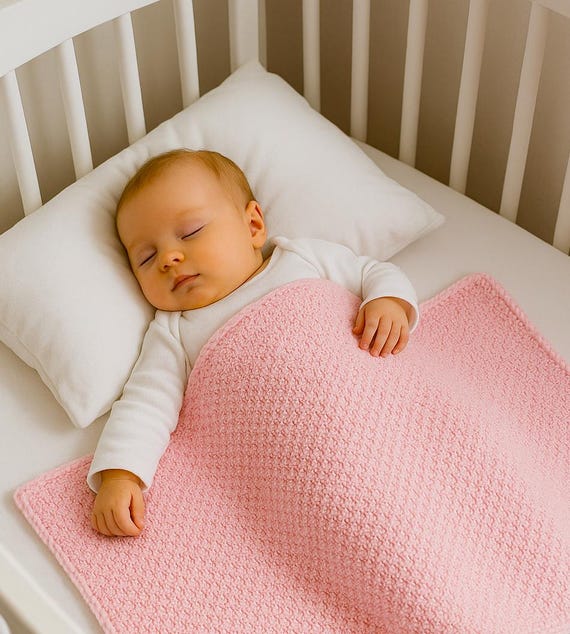 Hand-knitted baby blanket / cuddle blanket / crawling blanket knitted from 2 wools - Merino Extrafine and Soft-cotten /