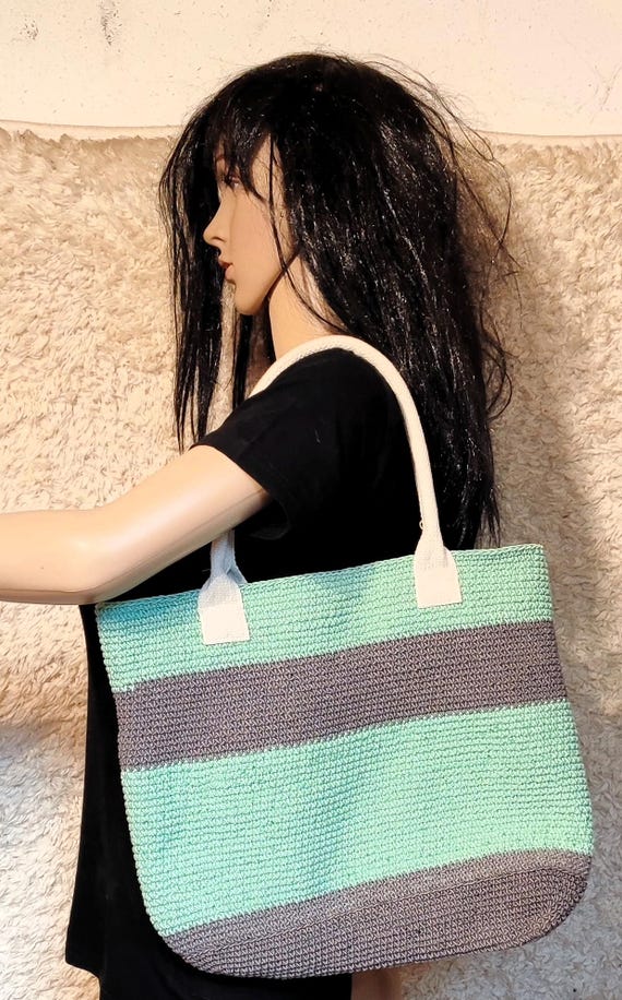 Crocheted bag - shopping bag - shopper - tote bag - pink