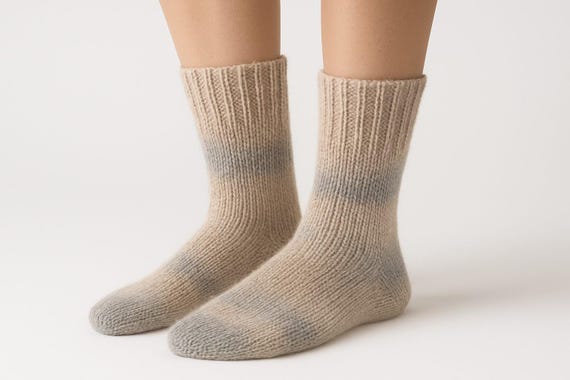 Hand-knitted handmade wool socks / "Open-air play" / 6 ply / Size is selectable