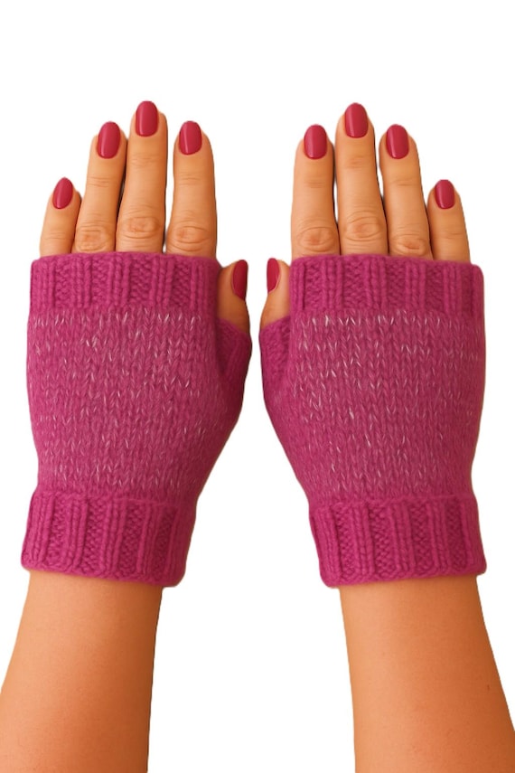 Handgestrickte Fingerlose Handschuhe – Alpaka & Glitzer – Einzigartiges Einzelstück – 100 % Handarbeit  –  Fingerstulpen - Handstulpen