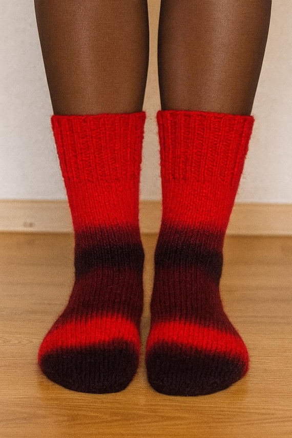 Hand-knitted wool socks / Schoppel "Indian Pink" / Size 38-39 / 6 ply