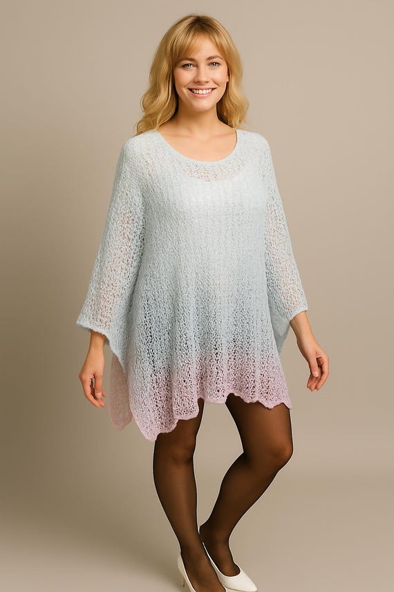 Handmade crocheted poncho / gradient yarn