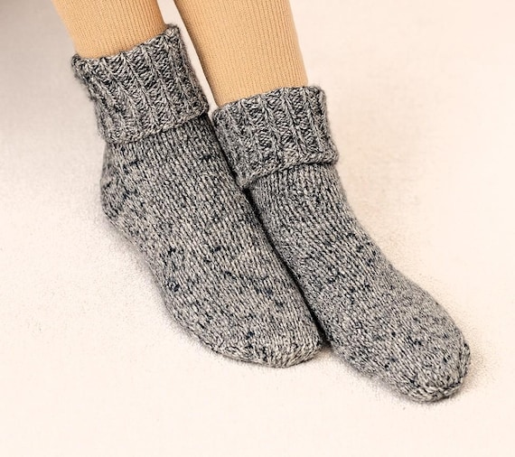 Hand-knitted wool socks/ Lana Grossa - Rustico / size 46 / 6 ply