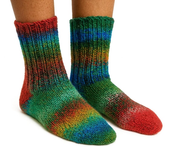 Hand-knitted socks – Schoppel Zauberball "Parrot" – 6-ply – size selectable – warm wool socks – unique item