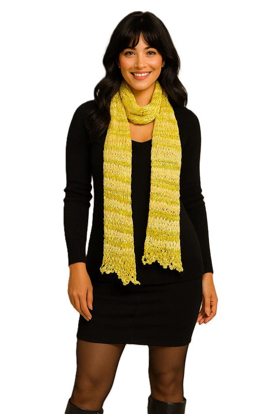 Hand-knitted scarf / summer scarf / color: yellow-gold / length approx. 160 cm