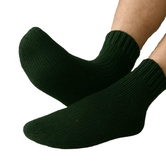 Hand-knitted socks/sneakers – dark green with colorful tweed dots – size 42