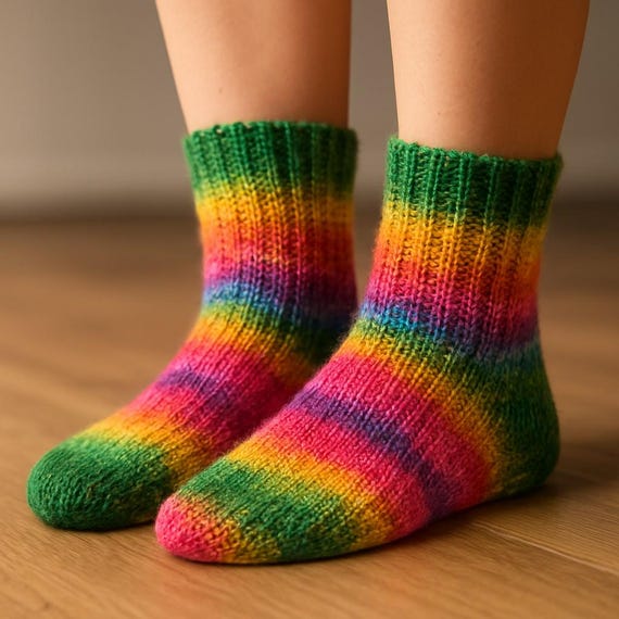 Hand-knitted socks – Schoppel "Malerwinkel" – 6-ply – size selectable – warm wool socks – unique item