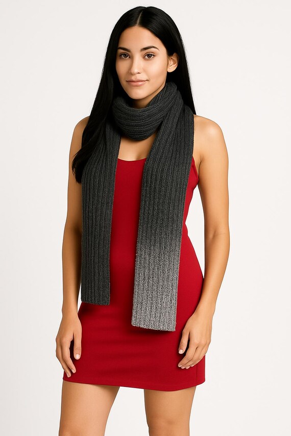 Hand-knitted scarf/shoulder scarf/wrap/merino look/glitter/length approx. 188 cm