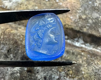 Hand crafted carved Venetian Glass Roman Queen intaglio, for make jewelry, Roman art design, craftmanship items ancient, gift for designer