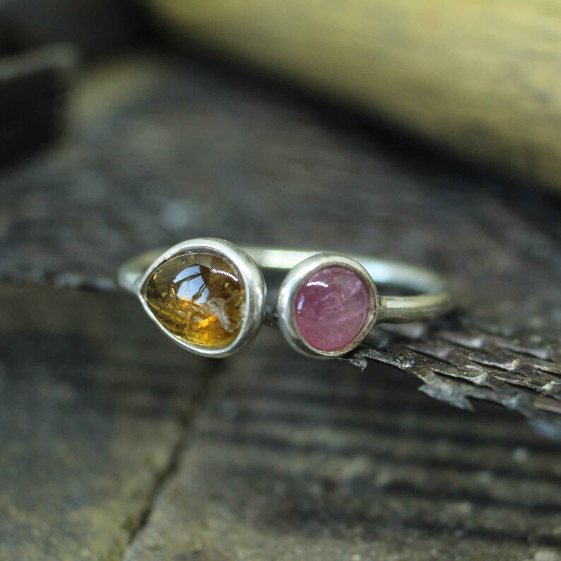 24K Gold Vermail 925K Sterling Silver Ring Handmade Polished Band Natural Free Shape Tourmaline Designer Ring Ancient Style Boho signet ring