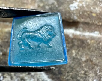 Hand crafted carved Venetian Glass lion intaglio, for make jewelry, Roman art design, craftmanship items, ancient style, gift for designer