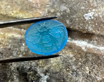 Hand crafted carved Venetian Glass Roman Bee intaglio, for make jewelry, Roman art design, craftmanship items ancient, gift for designer