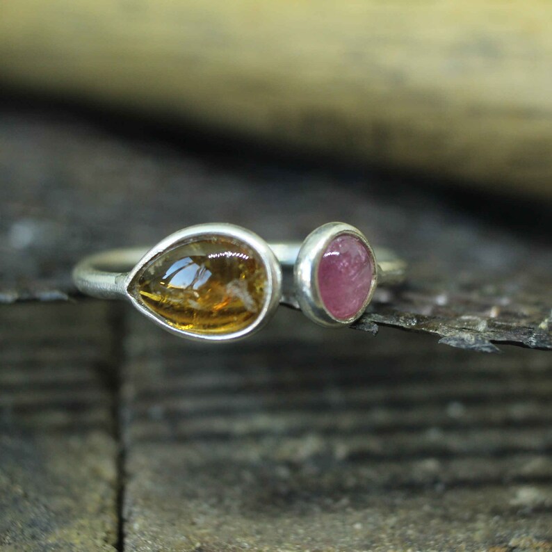 24K Gold Vermail 925K Sterling Silver Ring Handmade Polished Band Natural Free Shape Tourmaline Designer Ring Ancient Style Boho signet ring
