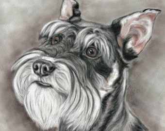 Schnauzer picture dog print gift original art Schnauzer wall art dog lovers gift