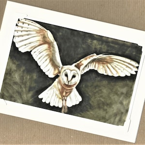 Chouette effraie - Carte hibou - Cadeaux hibou - Impression hibou - Image hibou - Carte pour toutes les occasions - Carte faite à la main