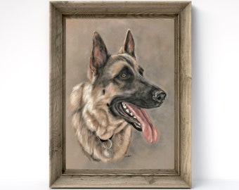 German Shepherd print - German Shepherd gift - dog art - dog painting