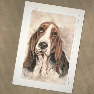 Carte Basset hound - Impression d’art originale - Cadeau Basset hound - Carte faite à la main