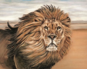 Original art - Lion print - Lion head - Lion wall art - Lion gifts - Lion painting