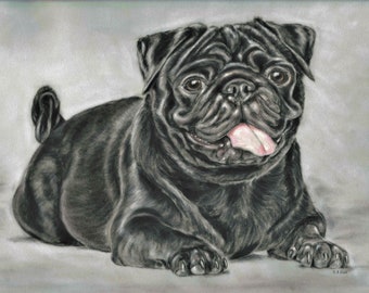 Pug picture - Black Pug print - Pug gifts - Pug wall art - Black Pug picture - Pug art - Pug art print