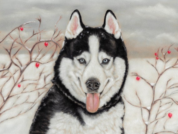 Husky in Snow Siberian Husky Art Dog Wall Art Husky Gifts Husky Art Print  Siberian Husky Original Dog Art -  Canada