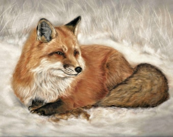 Fox art - Original art print - Fox in snow - Animal painting - Fox print - Animal wall art