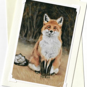 Art animalier - Carte de vœux faite à la main - Impression encadrable - Cadeau Fox - Souvenir - Carte vierge - Personnalisé
