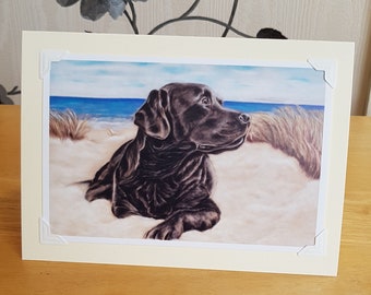 Black Labrador card - Labrador Lover gift - Labrador Birthday Card - Labrador on beach print