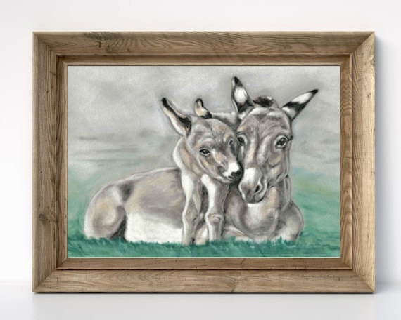 Donkey picture wall art of original donkey painting by Tracey Earl print size A4 unframed.