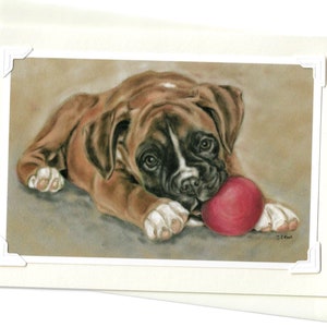 Carte boxer chiot - Impression encadrable - Boxer puppy print - Boxer dog gifts - Cartes vierges - Cartes personnalisées