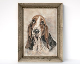 Basset hound print - Basset hound art - Basset Hound picture - Basset hound gift - Basset hound painting