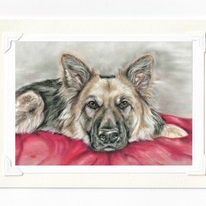 Berger allemand - Carte de vœux faite à la main - Carte de chien - Cadeau de berger allemand