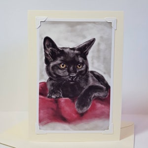 Chat noir - Impression d’art pour chat - Carte de chat - Carte d’art originale - Cadeau pour les amoureux des chats