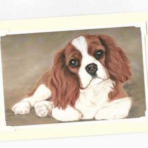 Blenheim Cavalier King Charles Spaniel carte de vœux faite à la main et cadeau aux amoureux des chiens