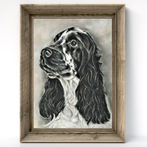 Cocker Spaniel Art Print: Black and White Dog Portrait, Various Sizes