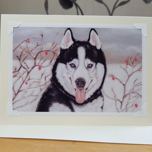 Husky Art Card: Removable Print, Dog Lover Gift