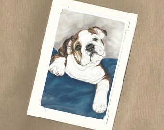 Bulldog card - Handmade greetings card - Dog lovers gift - Original art print