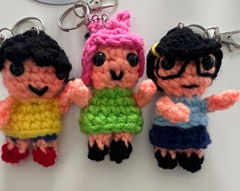 New item! Tina,Gene or Louise  and others soon; zipper pull/keychain/backpack pendant inspired by Bob's Burgers’ characters.