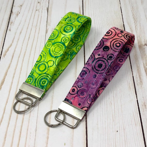 Unique Batik. leather flowers keychain