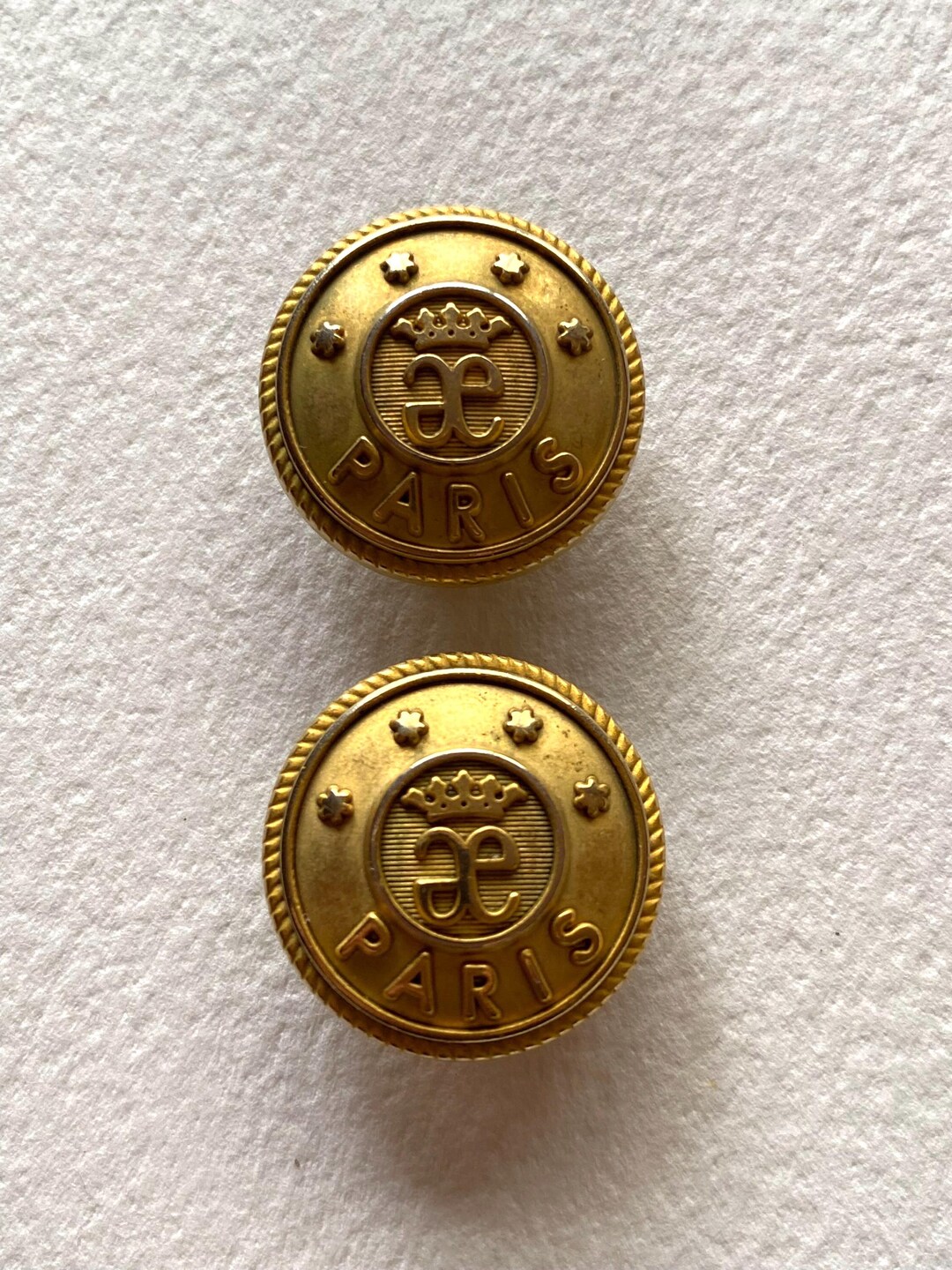 Vintage Buttons Metal Gold Tone Paris Design Metal Shank Fastening 2cm ...